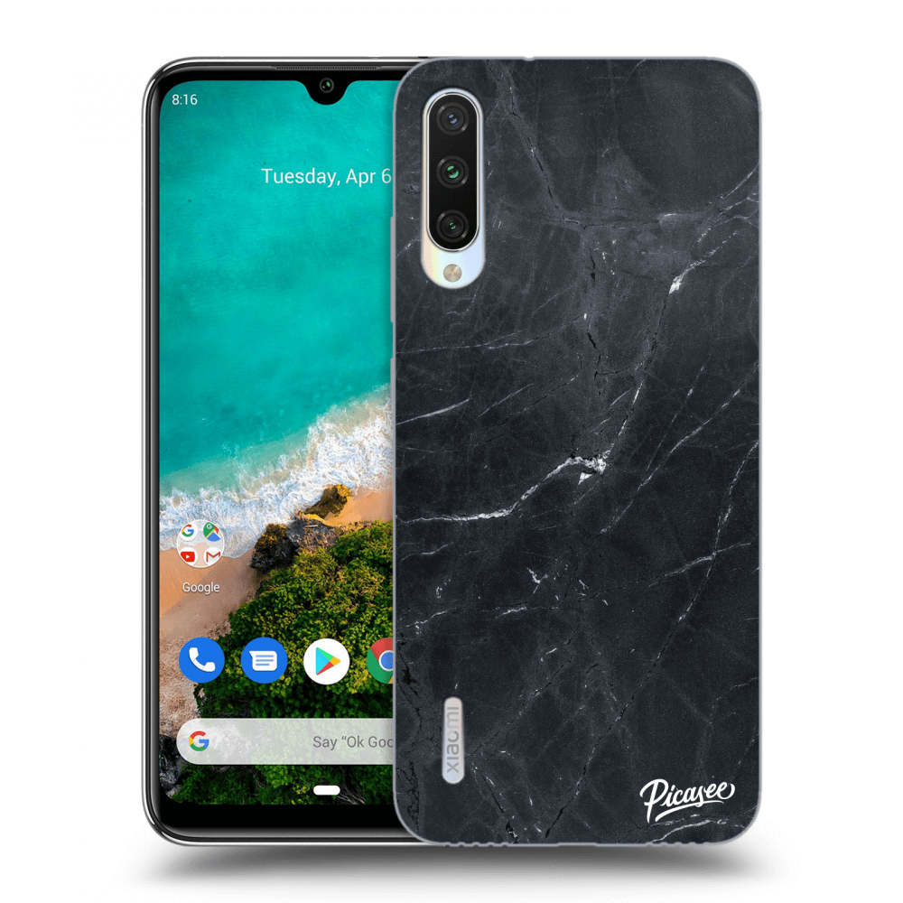 Picasee Xiaomi Mi A3 Hülle - Transparentes Silikon - Black marble