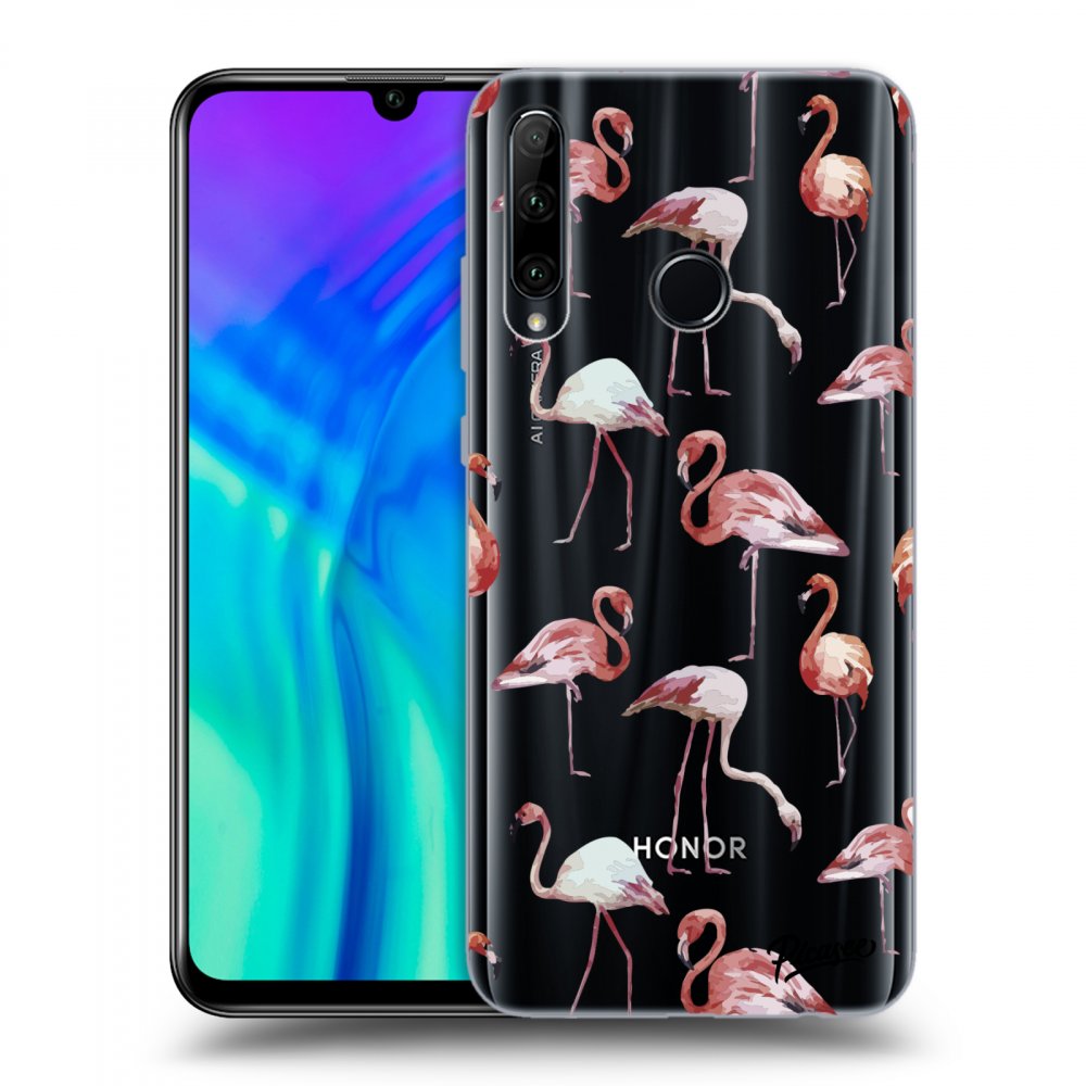 Picasee Honor 20 Lite Hülle - Transparentes Silikon - Flamingos