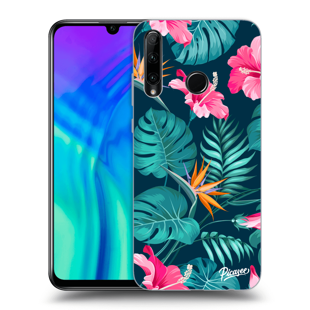 Picasee Honor 20 Lite Hülle - Transparentes Silikon - Pink Monstera