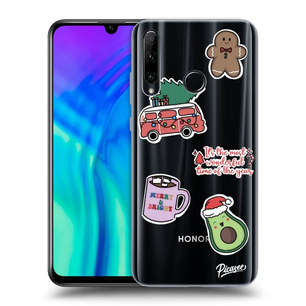 Picasee Honor 20 Lite Hülle - Transparentes Silikon - Christmas Stickers