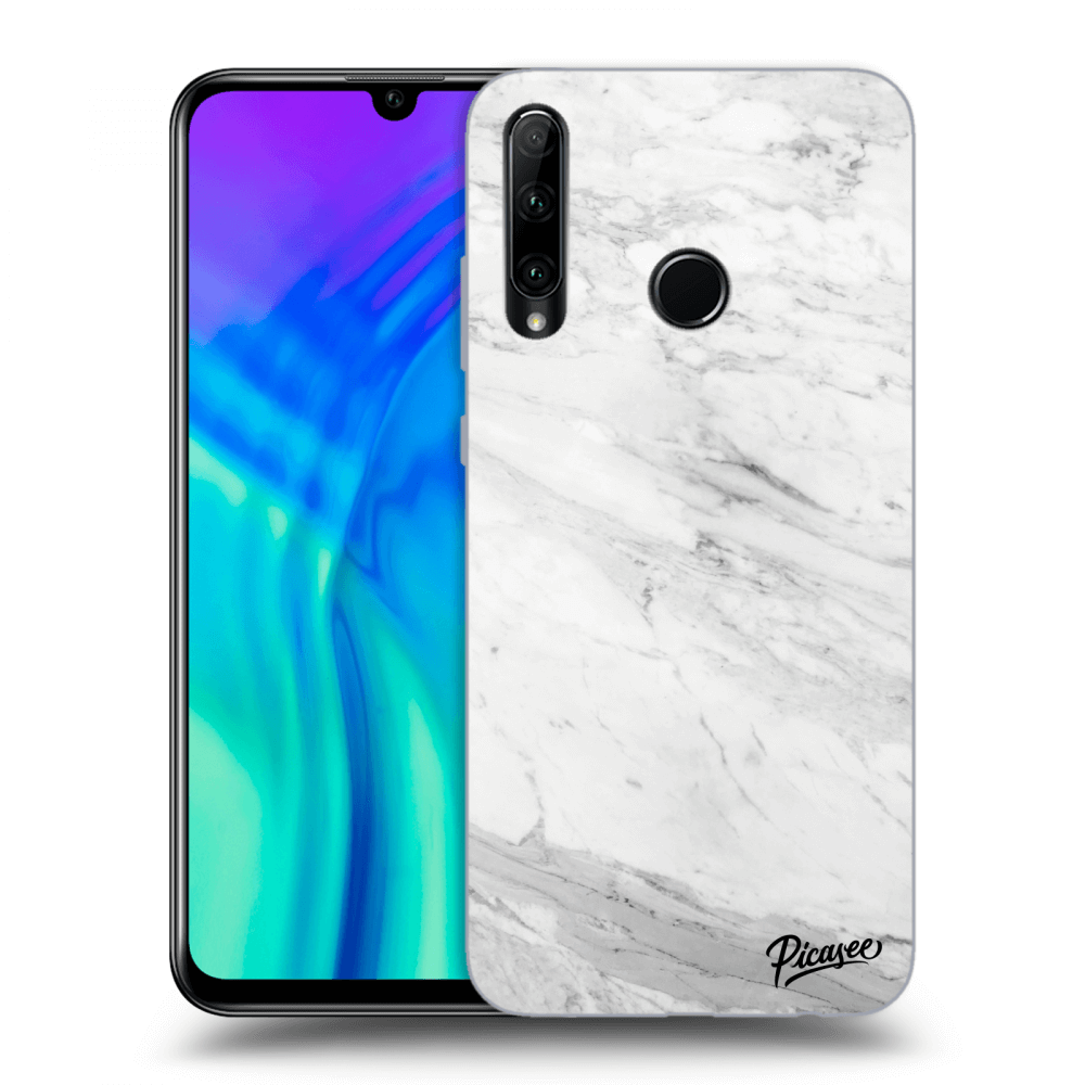 Picasee Honor 20 Lite Hülle - Schwarzes Silikon - White marble
