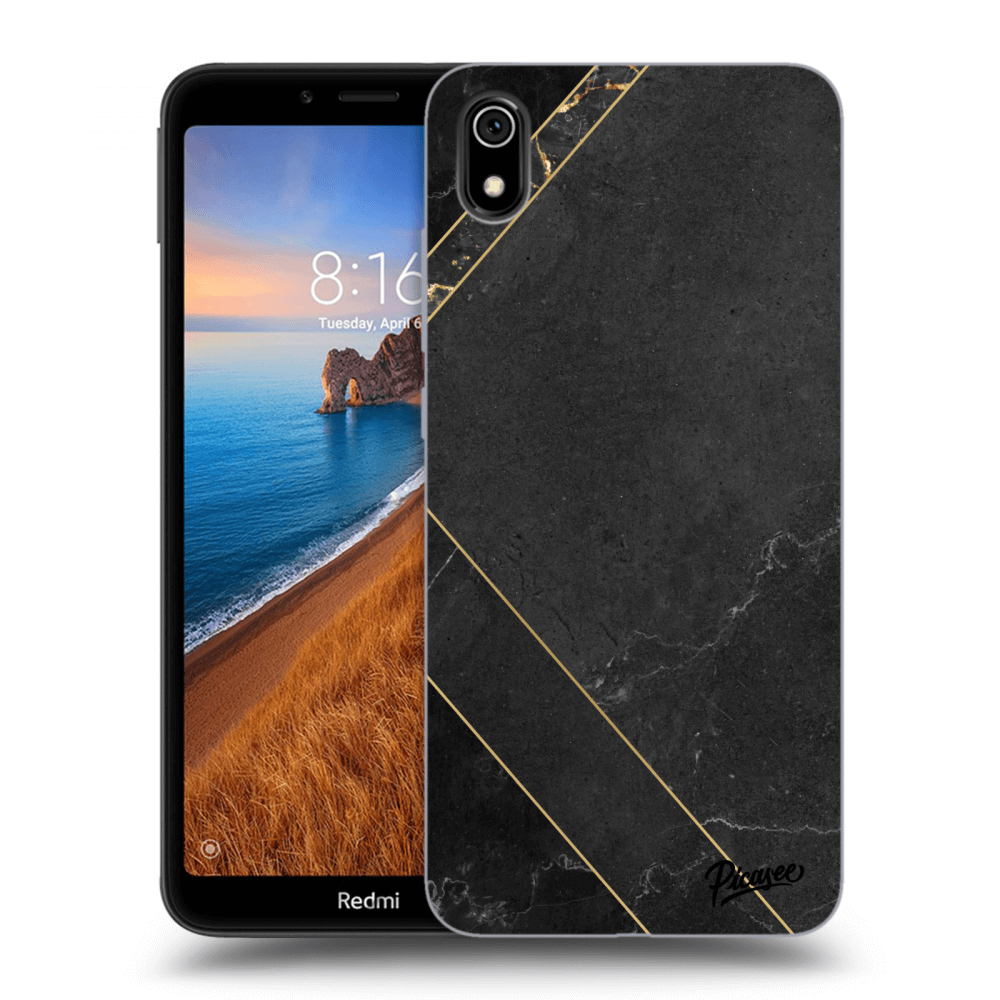 Picasee Xiaomi Redmi 7A Hülle - Transparentes Silikon - Black tile