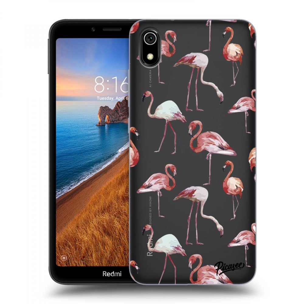 Picasee Xiaomi Redmi 7A Hülle - Transparentes Silikon - Flamingos