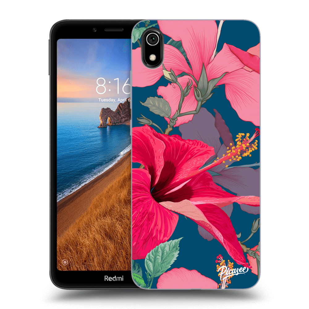 Picasee Xiaomi Redmi 7A Hülle - Schwarzes Silikon - Hibiscus