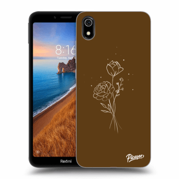 Picasee Xiaomi Redmi 7A Hülle - Schwarzes Silikon - Brown flowers