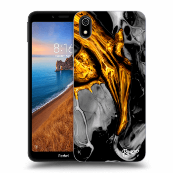 Picasee Xiaomi Redmi 7A Hülle - Transparentes Silikon - Black Gold