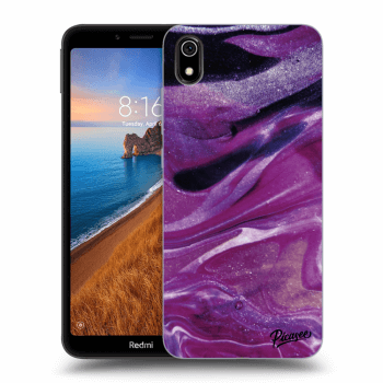 Picasee Xiaomi Redmi 7A Hülle - Transparentes Silikon - Purple glitter