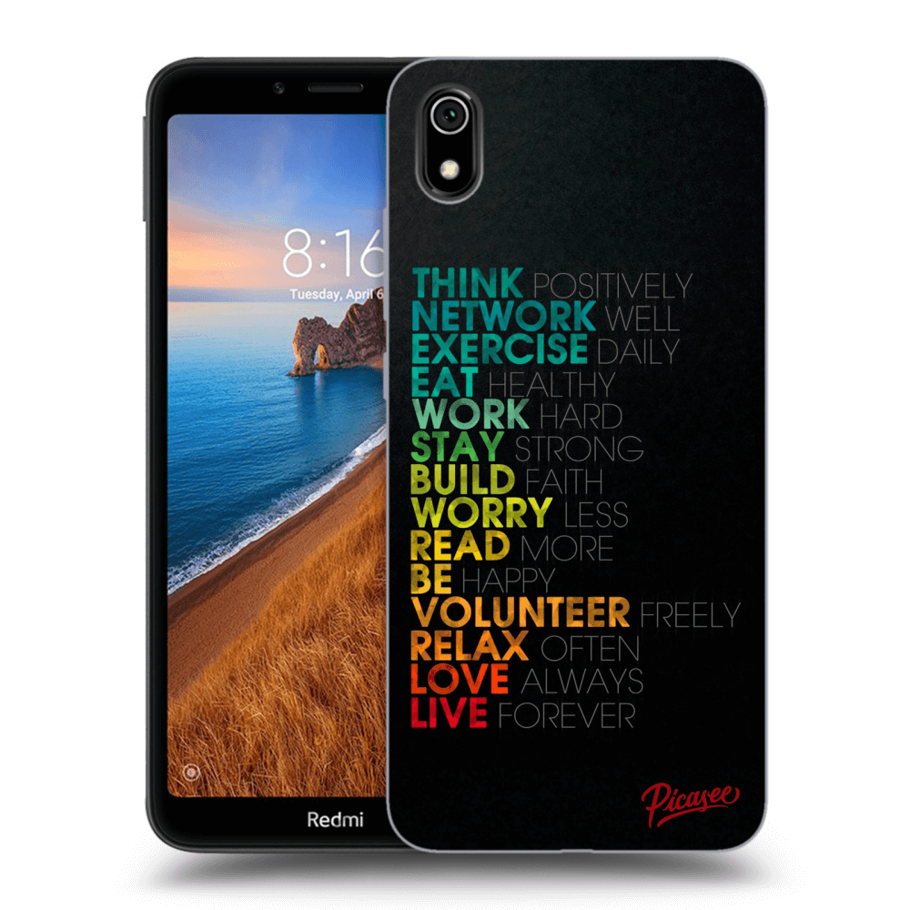Picasee Xiaomi Redmi 7A Hülle - Schwarzes Silikon - Motto life