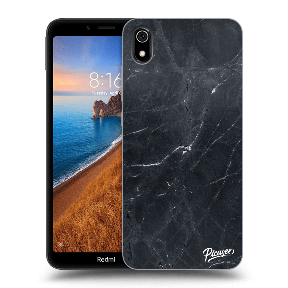 Picasee Xiaomi Redmi 7A Hülle - Schwarzes Silikon - Black marble