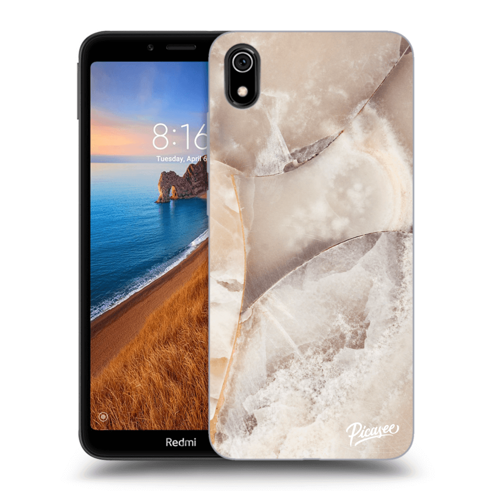Picasee Xiaomi Redmi 7A Hülle - Schwarzes Silikon - Cream marble