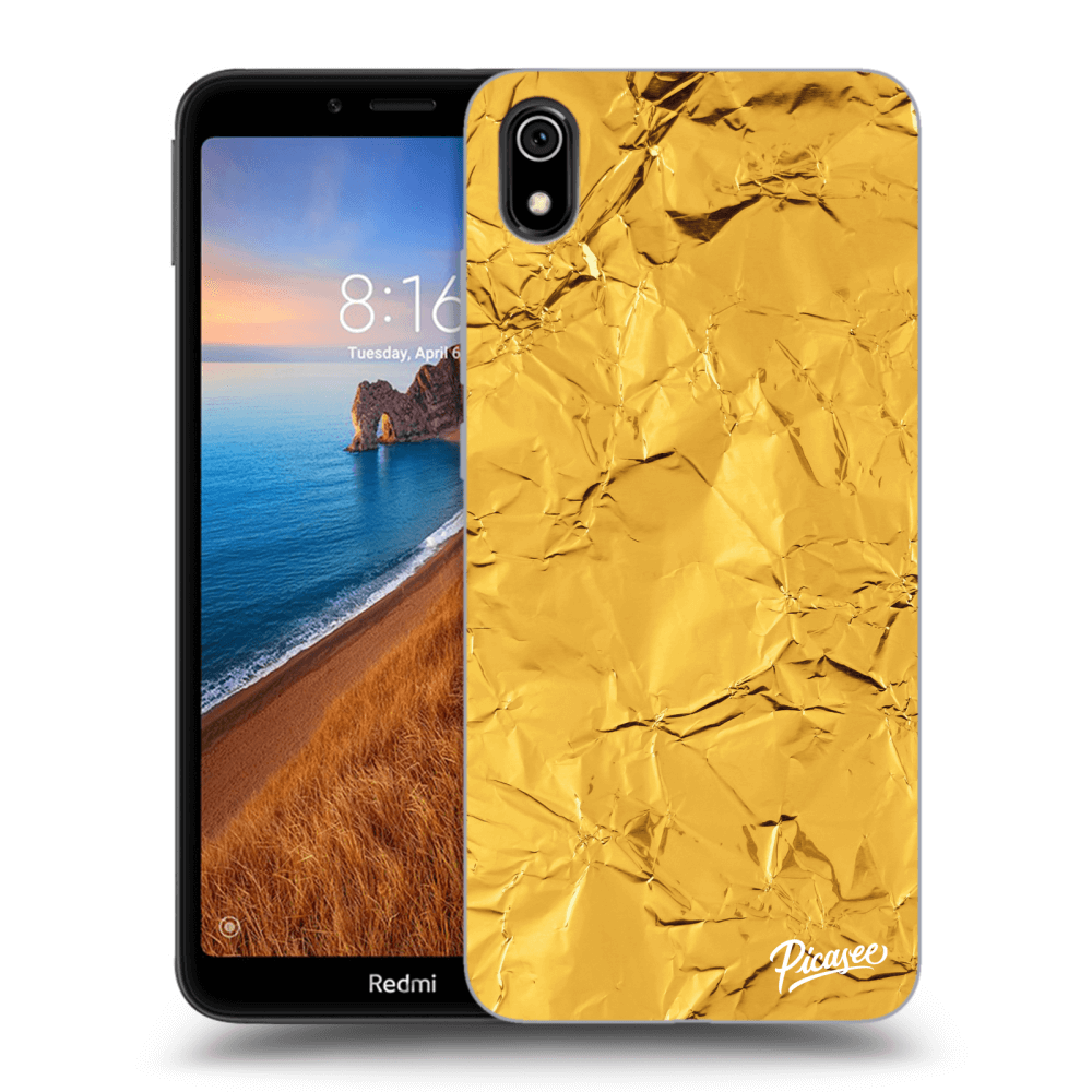 Picasee Xiaomi Redmi 7A Hülle - Schwarzes Silikon - Gold