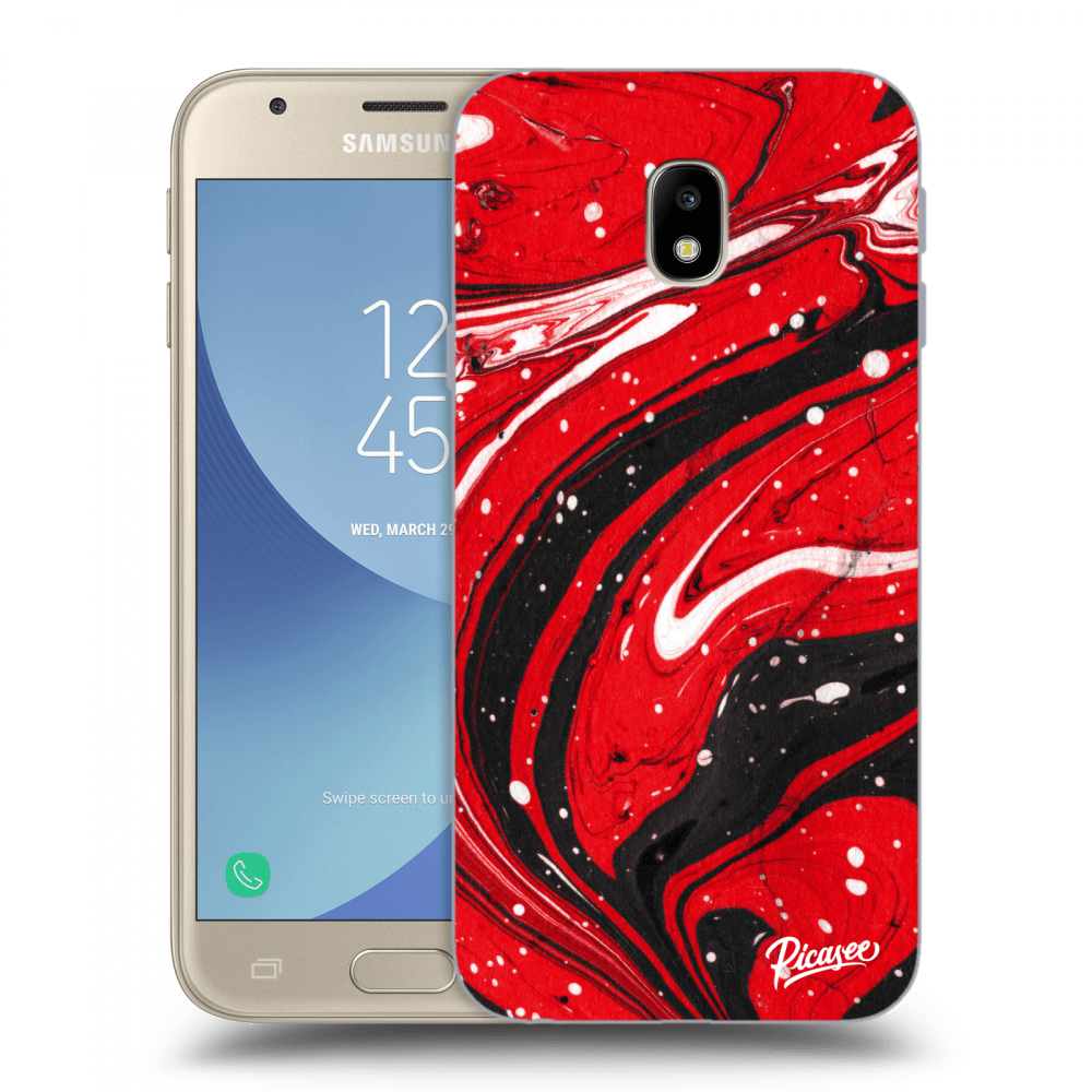 Picasee Samsung Galaxy J3 2017 J330F Hülle - Transparentes Silikon - Red black