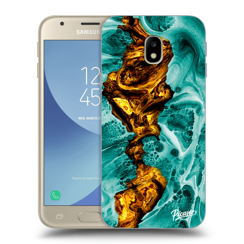 Picasee Samsung Galaxy J3 2017 J330F Hülle - Transparentes Silikon - Goldsky