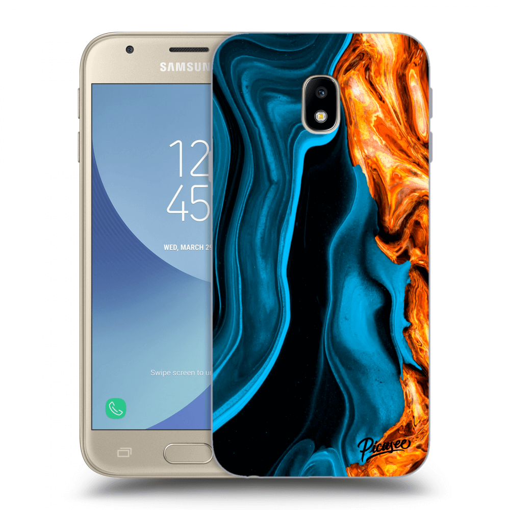 Picasee Samsung Galaxy J3 2017 J330F Hülle - Transparentes Silikon - Gold blue