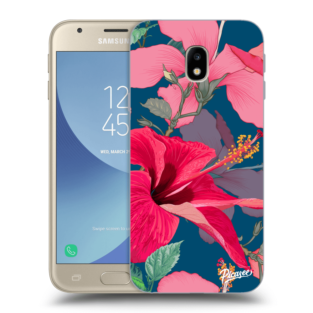 Picasee Samsung Galaxy J3 2017 J330F Hülle - Transparentes Silikon - Hibiscus