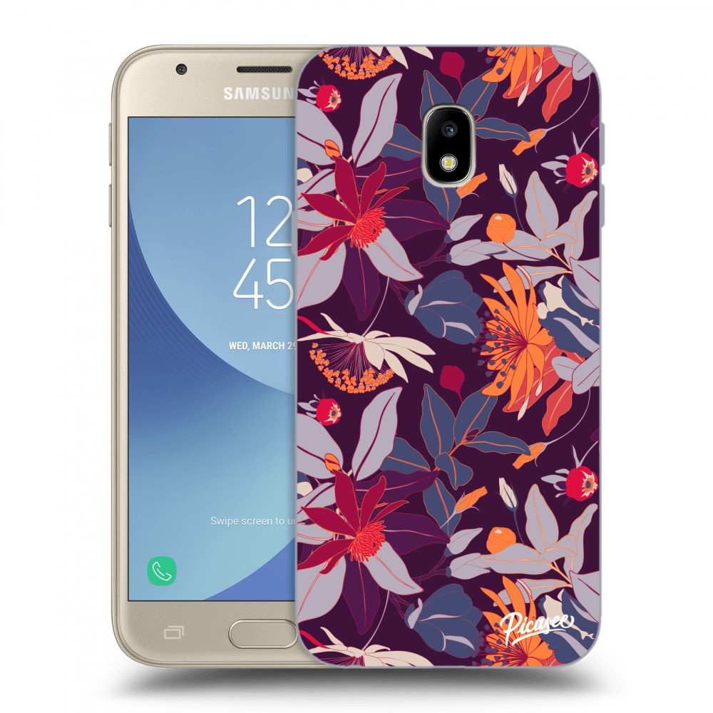 Picasee Samsung Galaxy J3 2017 J330F Hülle - Transparentes Silikon - Purple Leaf