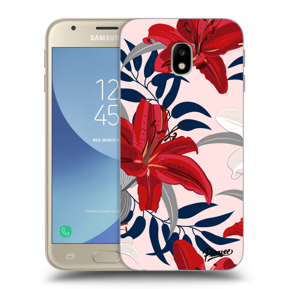 Picasee Samsung Galaxy J3 2017 J330F Hülle - Transparentes Silikon - Red Lily
