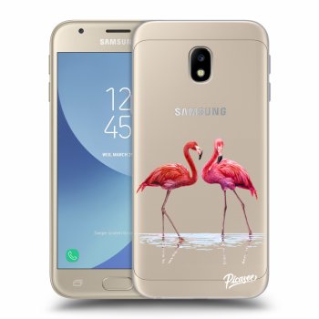 Picasee Samsung Galaxy J3 2017 J330F Hülle - Transparentes Silikon - Flamingos couple