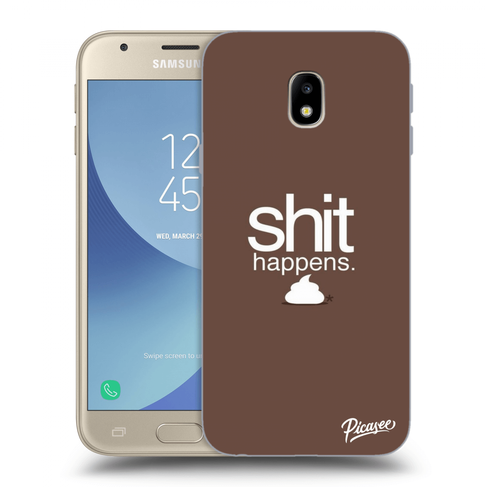 Picasee Samsung Galaxy J3 2017 J330F Hülle - Transparentes Silikon - Shit happens