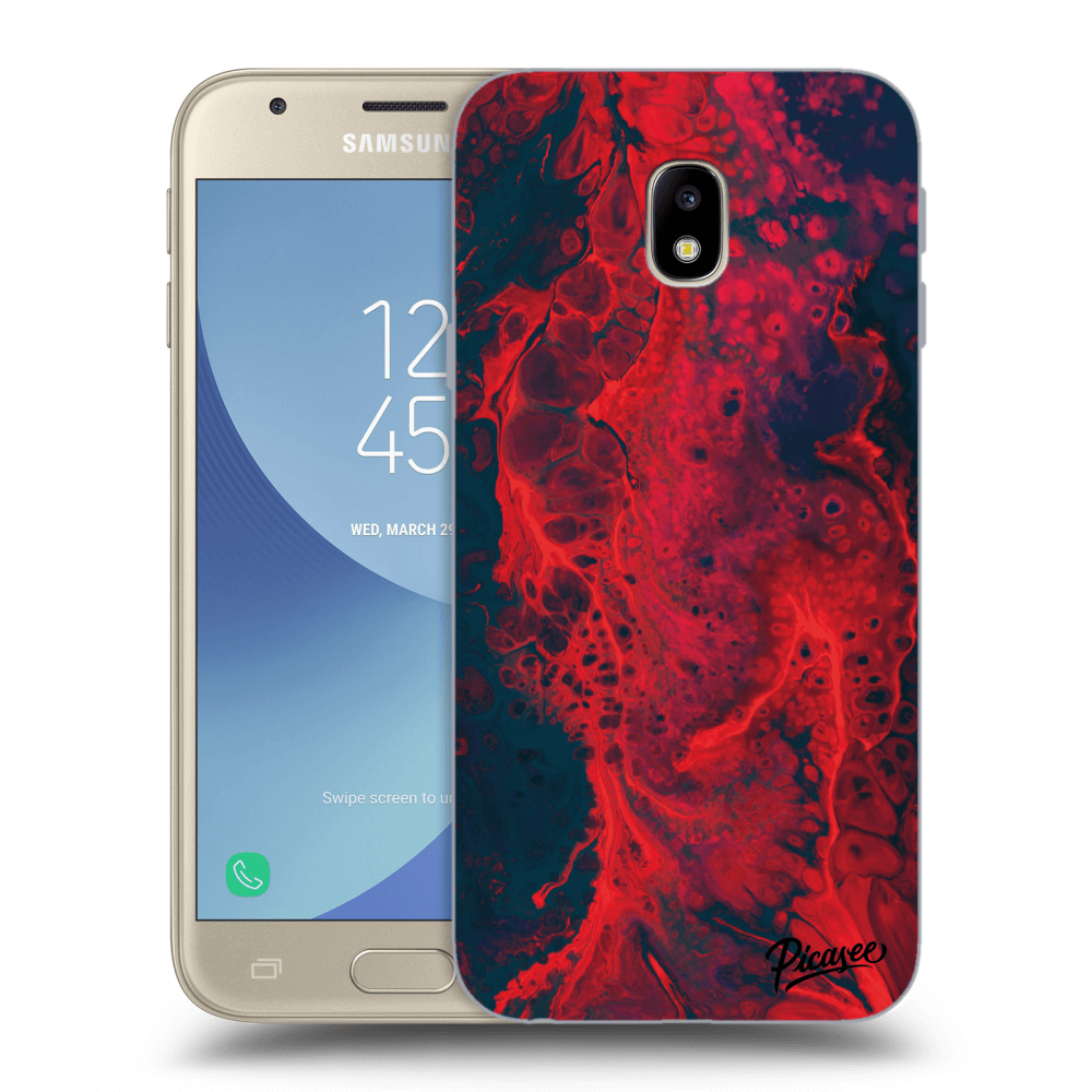 Picasee Samsung Galaxy J3 2017 J330F Hülle - Transparentes Silikon - Organic red