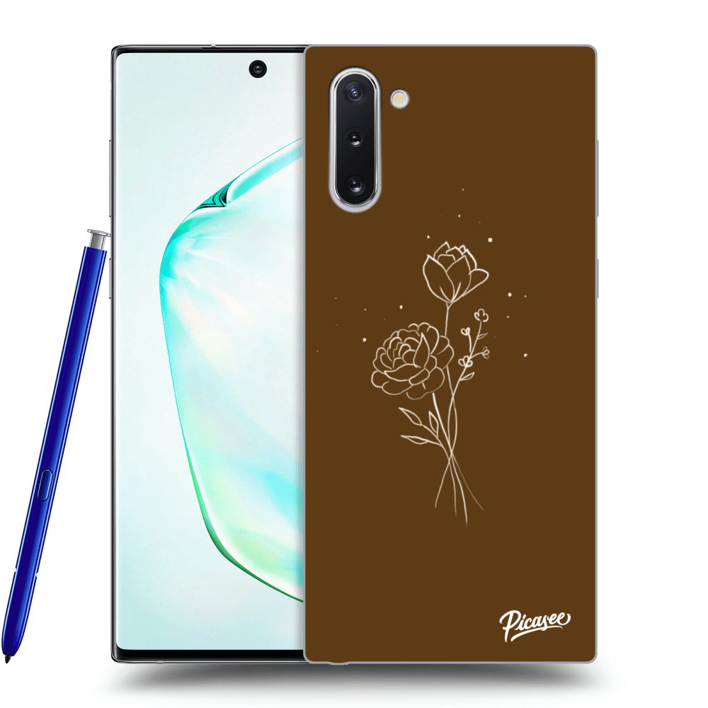 Picasee Samsung Galaxy Note 10 N970F Hülle - Transparentes Silikon - Brown flowers