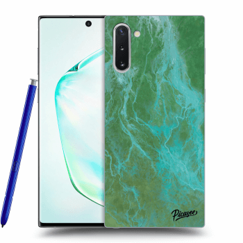 Picasee Samsung Galaxy Note 10 N970F Hülle - Schwarzes Silikon - Green marble