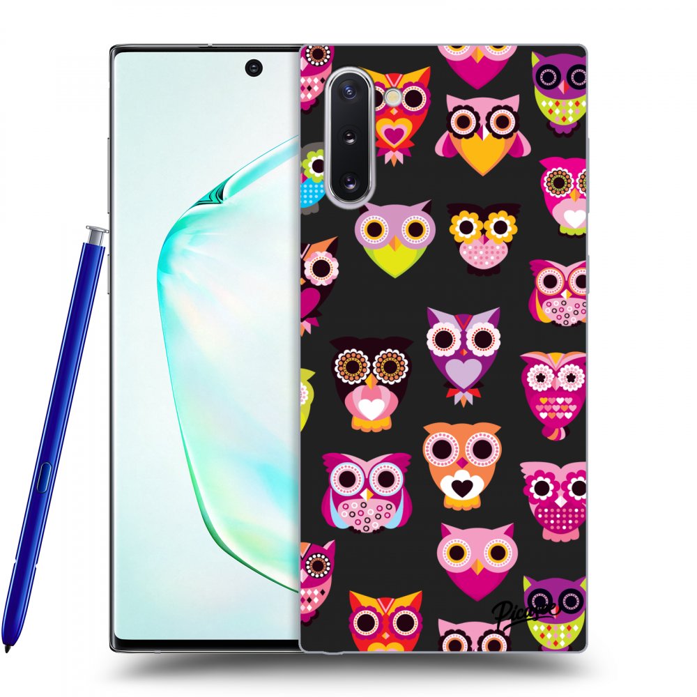 Picasee Samsung Galaxy Note 10 N970F Hülle - Schwarzes Silikon - Owls