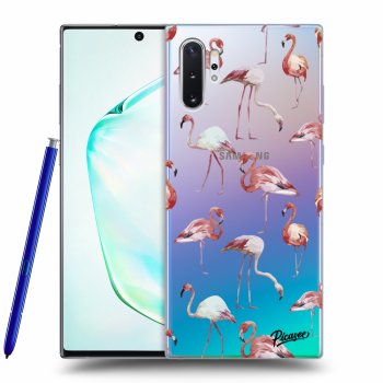 Picasee Samsung Galaxy Note 10+ N975F Hülle - Transparentes Silikon - Flamingos