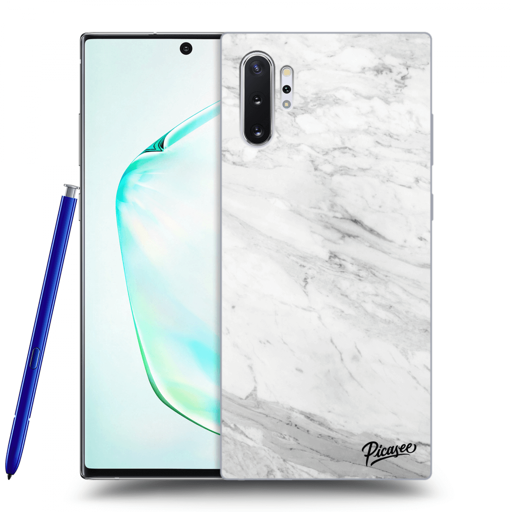Picasee Samsung Galaxy Note 10+ N975F Hülle - Transparentes Silikon - White marble