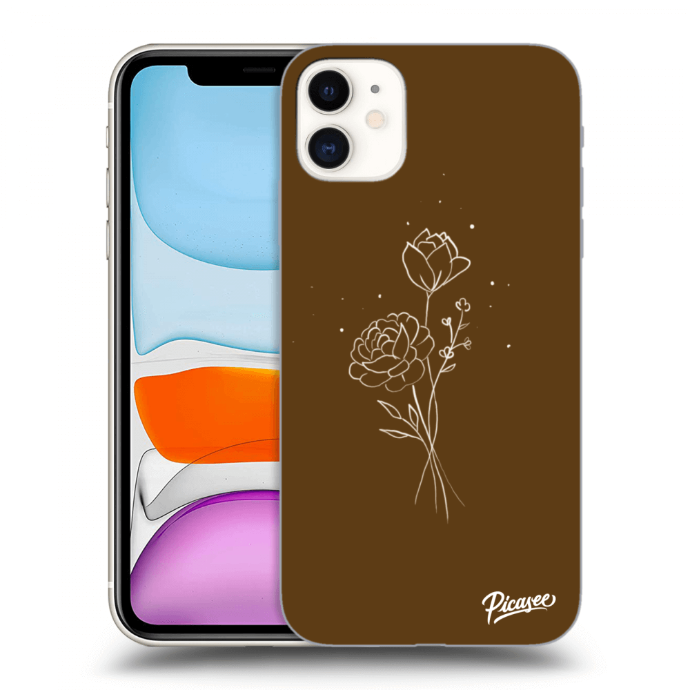Picasee Apple iPhone 11 Hülle - Transparentes Silikon - Brown flowers