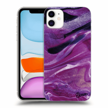 Picasee Apple iPhone 11 Hülle - Schwarzes Silikon - Purple glitter