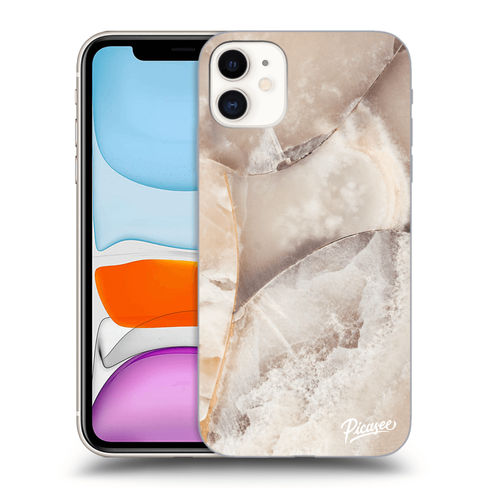 Picasee Apple iPhone 11 Hülle - Schwarzes Silikon - Cream marble