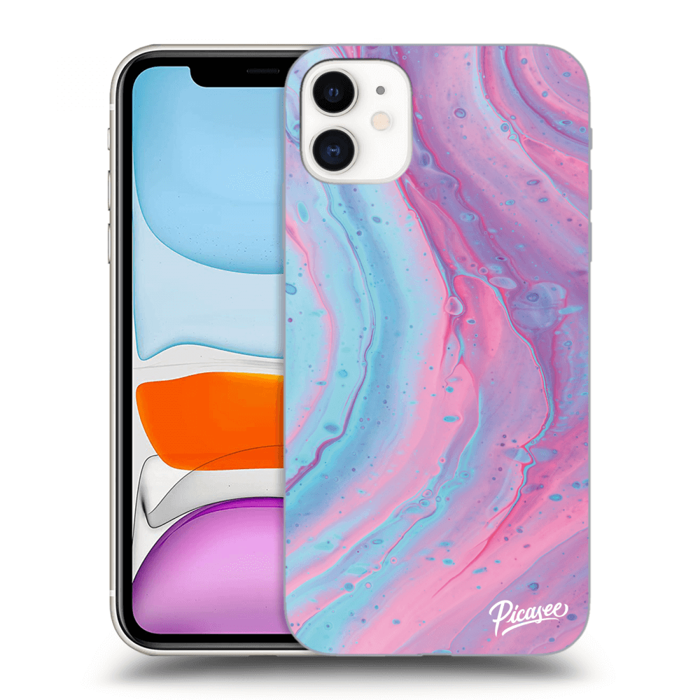 Picasee Apple iPhone 11 Hülle - Transparentes Silikon - Pink liquid