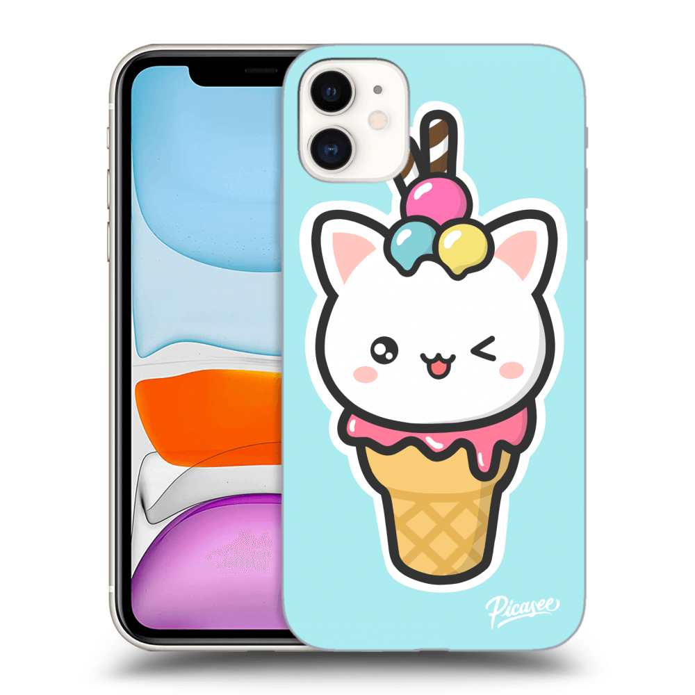 Picasee Apple iPhone 11 Hülle - Schwarzes Silikon - Ice Cream Cat