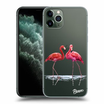 Picasee Apple iPhone 11 Pro Hülle - Transparentes Silikon - Flamingos couple