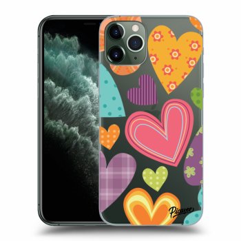 Picasee Apple iPhone 11 Pro Hülle - Transparentes Silikon - Colored heart