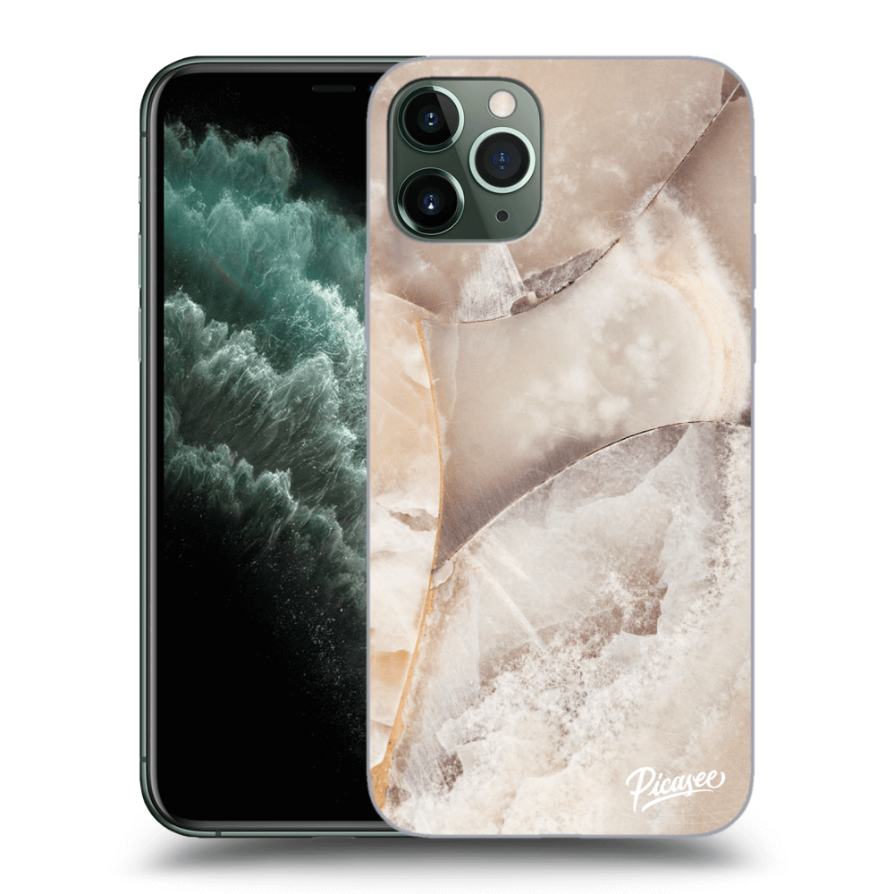 Picasee Apple iPhone 11 Pro Hülle - Schwarzes Silikon - Cream marble