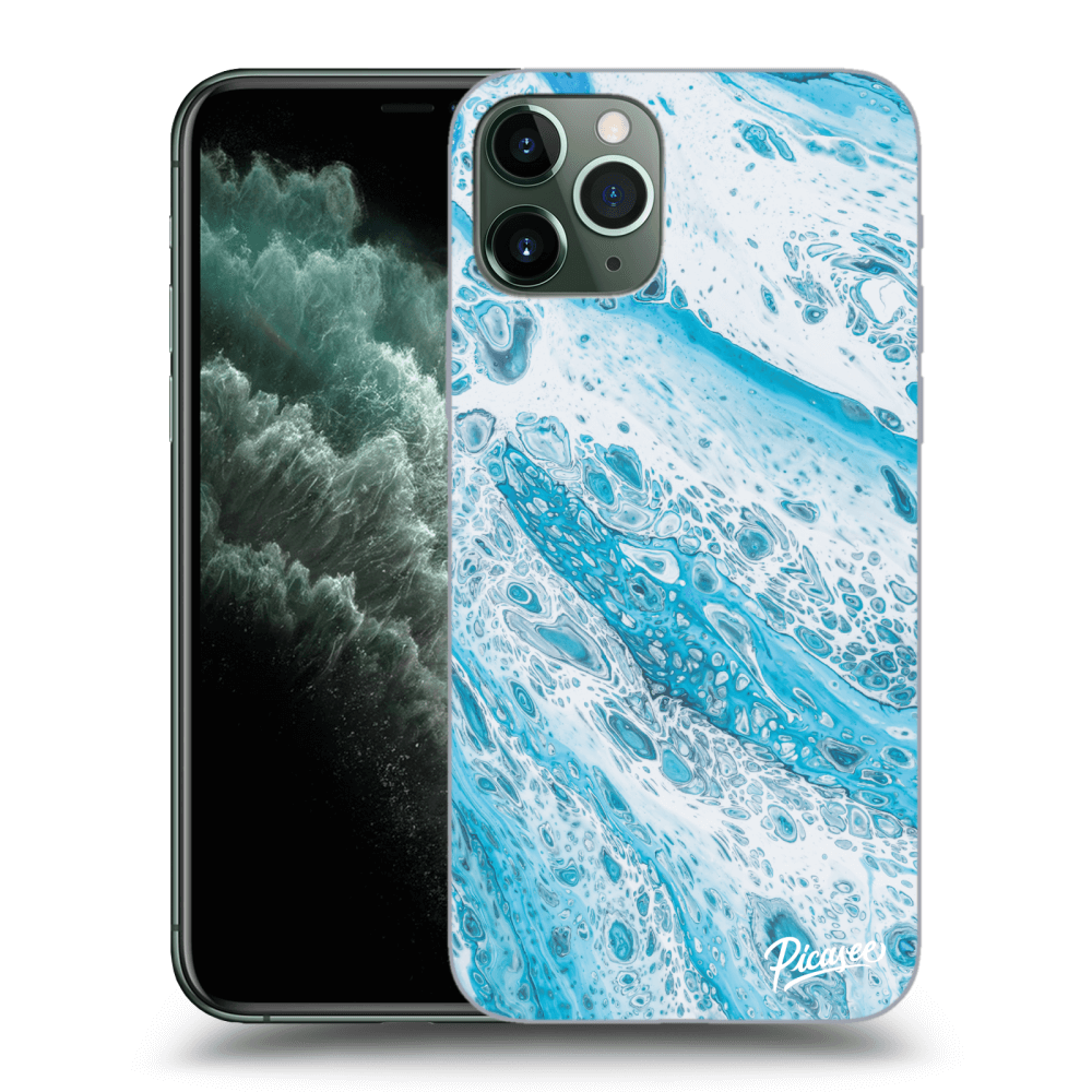 Picasee Apple iPhone 11 Pro Hülle - Transparentes Silikon - Blue liquid