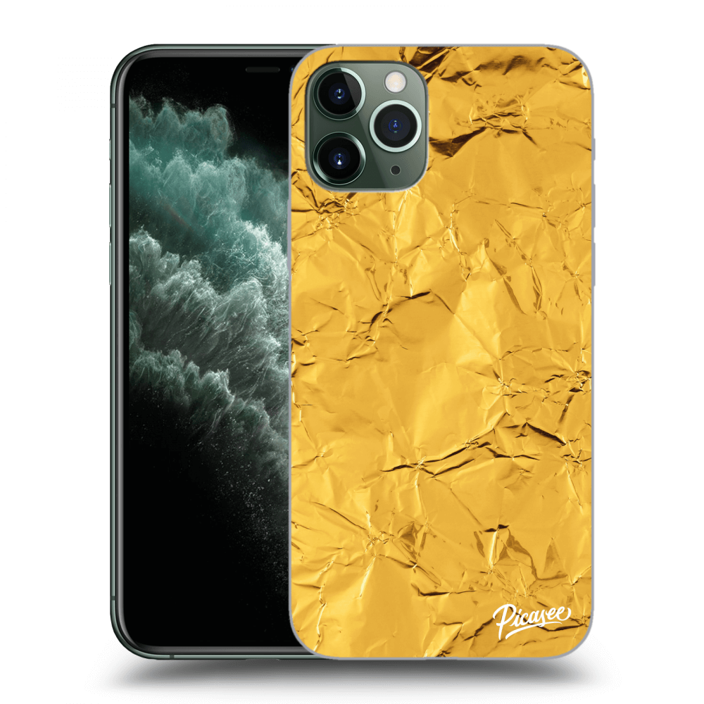Picasee Apple iPhone 11 Pro Hülle - Schwarzes Silikon - Gold