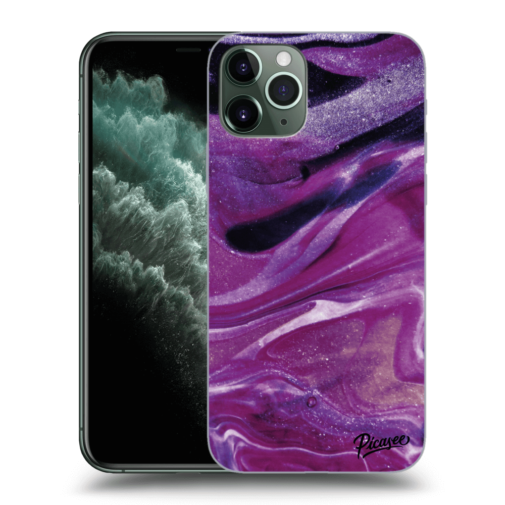 Picasee Apple iPhone 11 Pro Hülle - Transparentes Silikon - Purple glitter