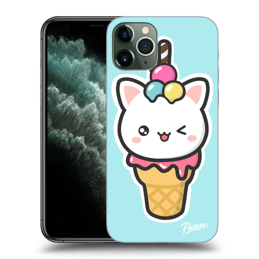 Picasee Apple iPhone 11 Pro Hülle - Transparentes Silikon - Ice Cream Cat