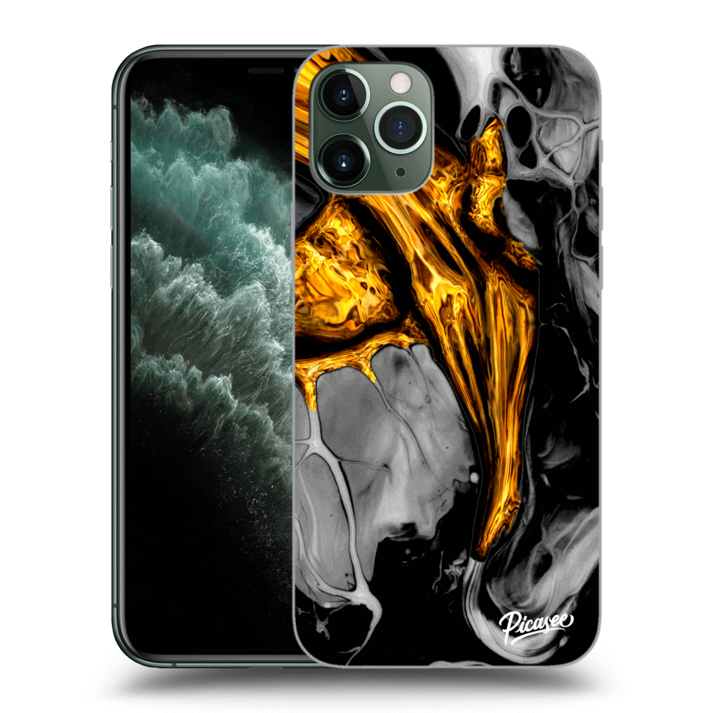 Picasee Apple iPhone 11 Pro Max Hülle - Schwarzes Silikon - Black Gold