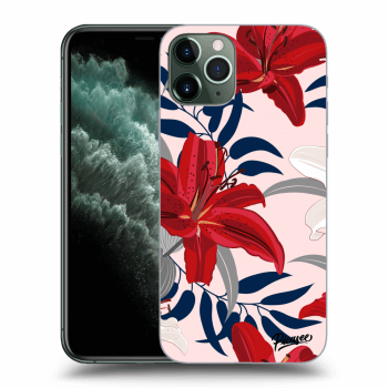 Picasee Apple iPhone 11 Pro Max Hülle - Schwarzes Silikon - Red Lily
