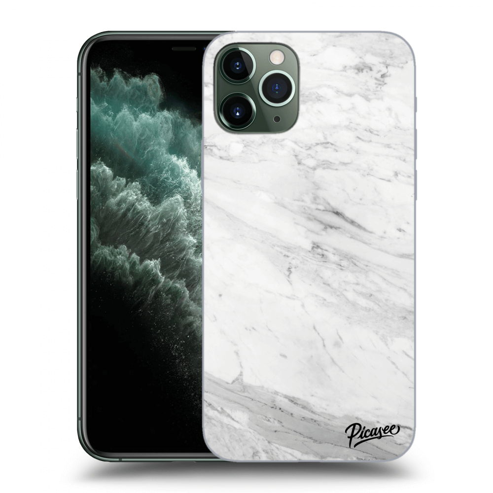 Picasee Apple iPhone 11 Pro Max Hülle - Schwarzes Silikon - White marble