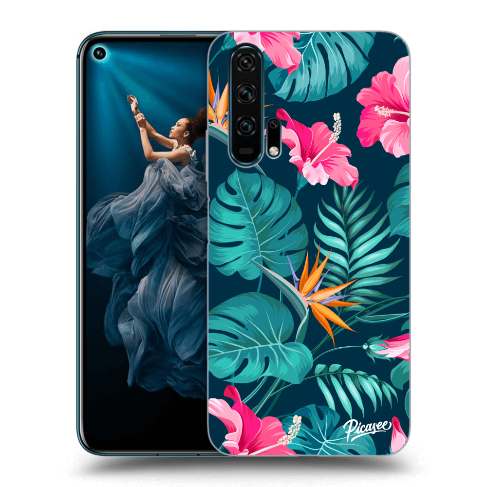 Picasee Honor 20 Pro Hülle - Transparentes Silikon - Pink Monstera