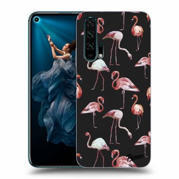 Picasee Honor 20 Pro Hülle - Schwarzes Silikon - Flamingos