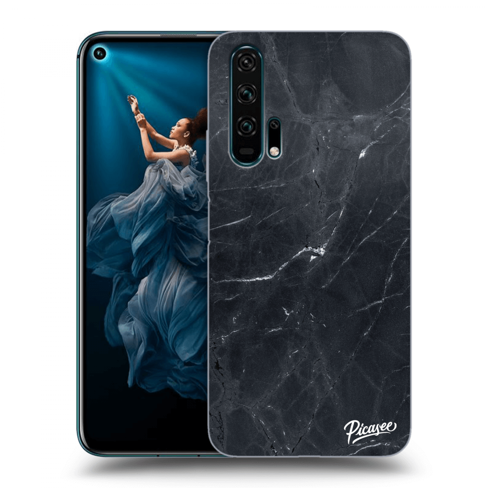Picasee Honor 20 Pro Hülle - Schwarzes Silikon - Black marble