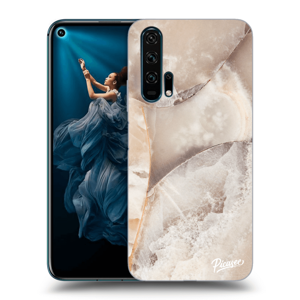 Picasee Honor 20 Pro Hülle - Schwarzes Silikon - Cream marble