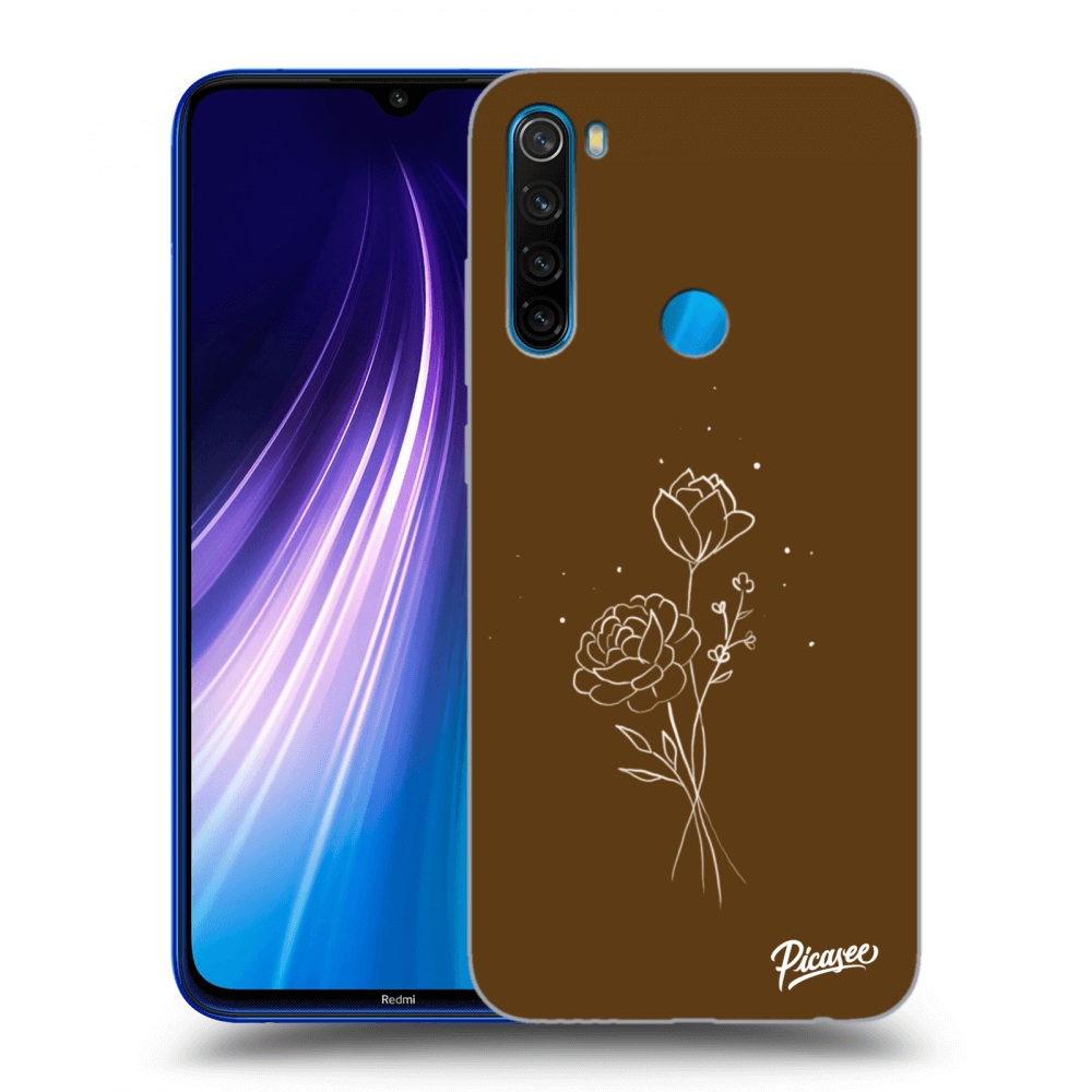 Picasee Xiaomi Redmi Note 8 Hülle - Transparentes Silikon - Brown flowers