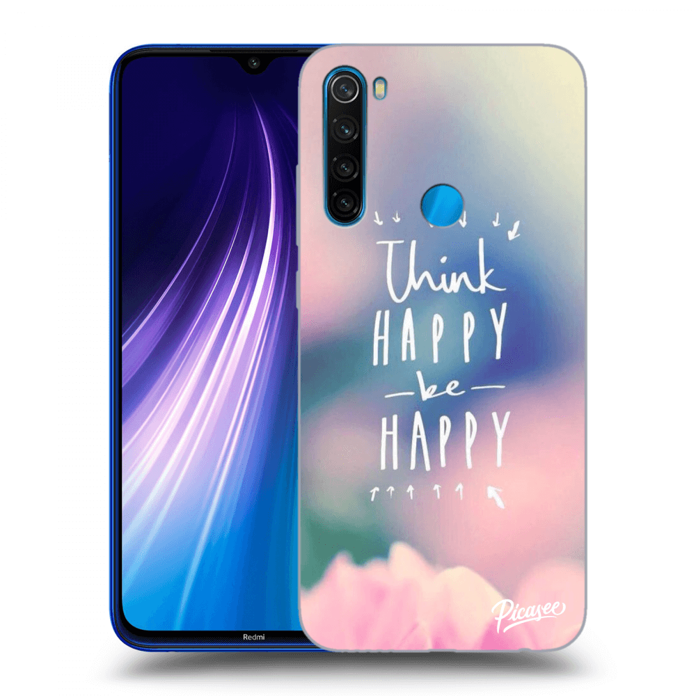 Picasee Xiaomi Redmi Note 8 Hülle - Schwarzes Silikon - Think happy be happy